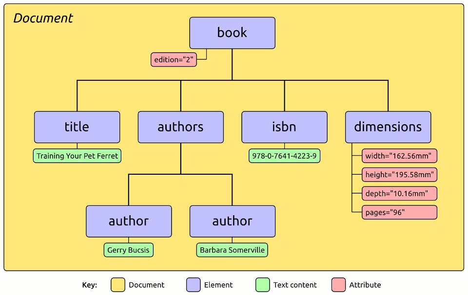 An XML document represented as a Document Object Model